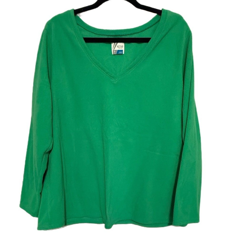 Active by Old Navy V-Neck Fleece Pullover, Size 2X (20/22), Imperial Jade